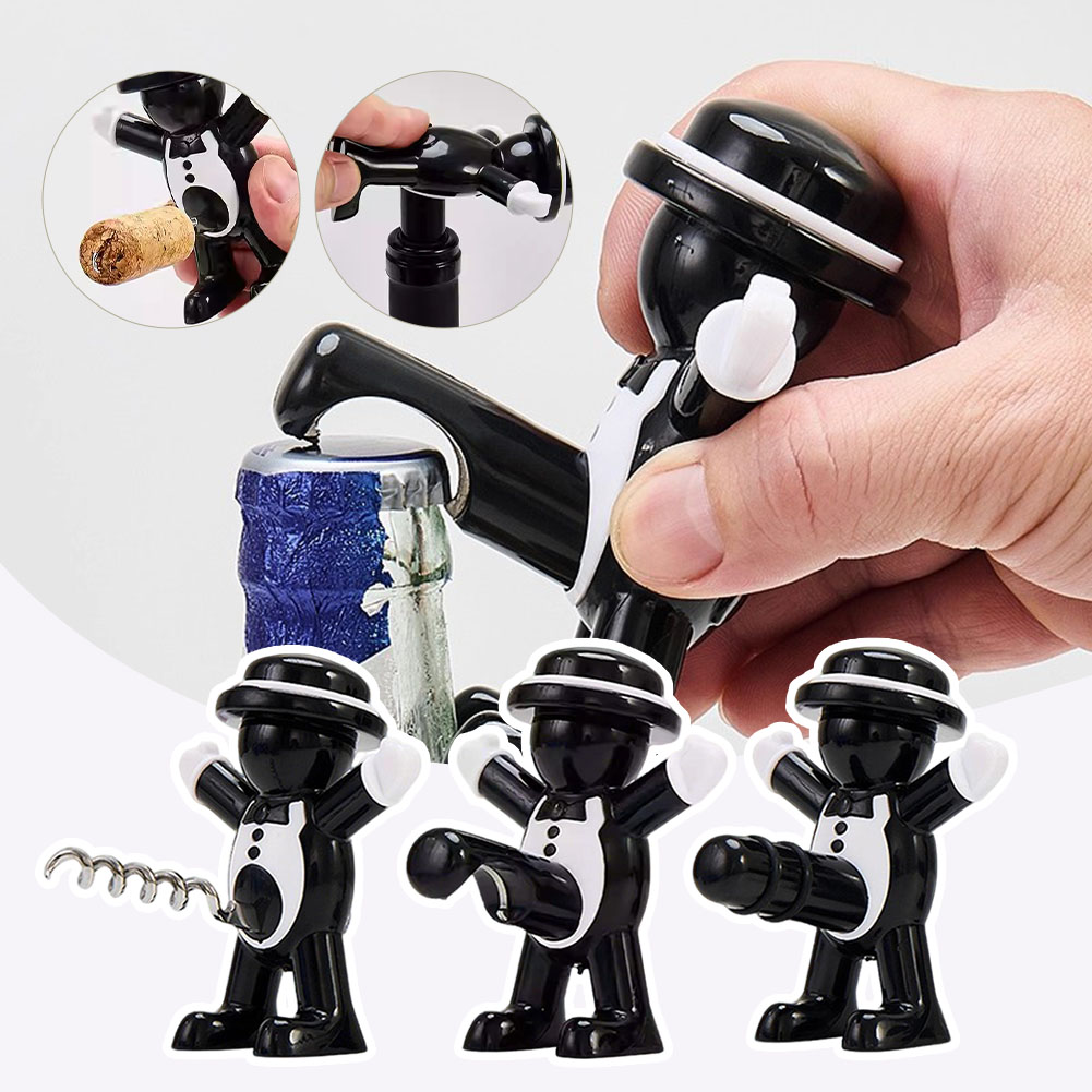 Wine Beer Opener - Black Cool Man Bottle Opener Effortless