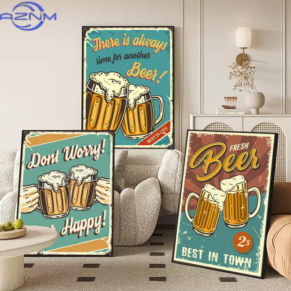 Wine Beer Combination - AZNM Beer Wine Retro Style Painting