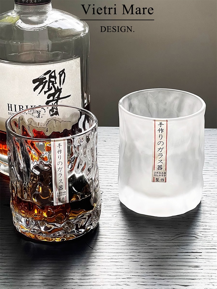 Wine Beer Whiskey - Handmade Vietnamese Glass Cup Hammer Pattern