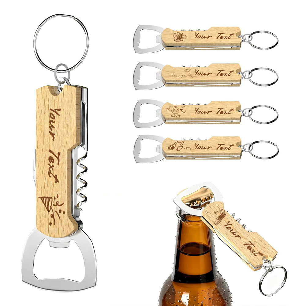 Wine Beer Opener - Custom Engraved Logo Bottle Opener Keychain