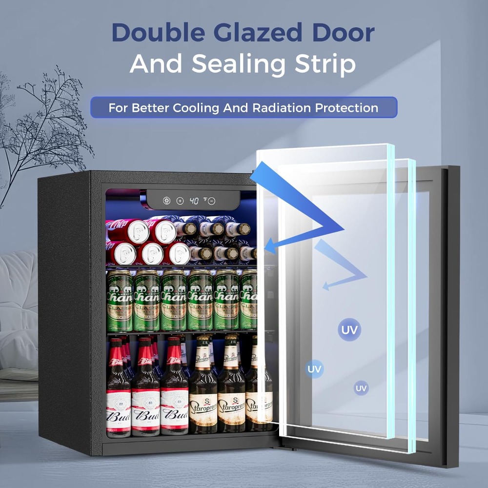 Wine Beer Fridge Small - 1.7 Cu.Ft Mini Beverage Refrigerator, 68