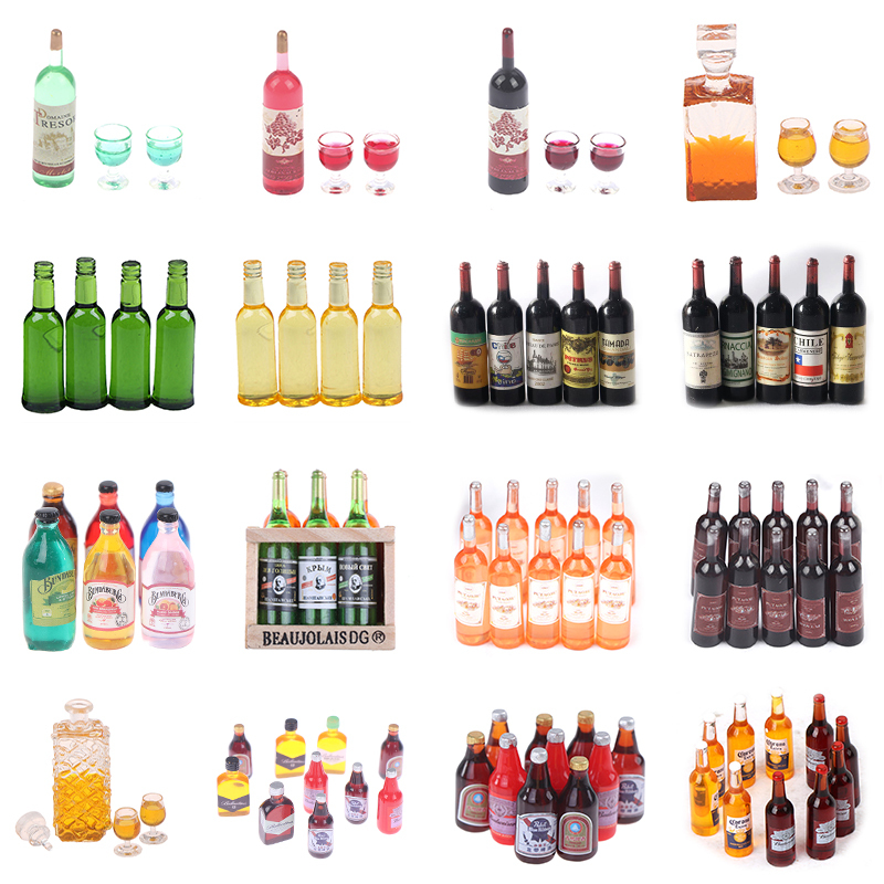 Taste Wine Beer Kitchen - 1 Set 1/12 Miniature Wine Bottles