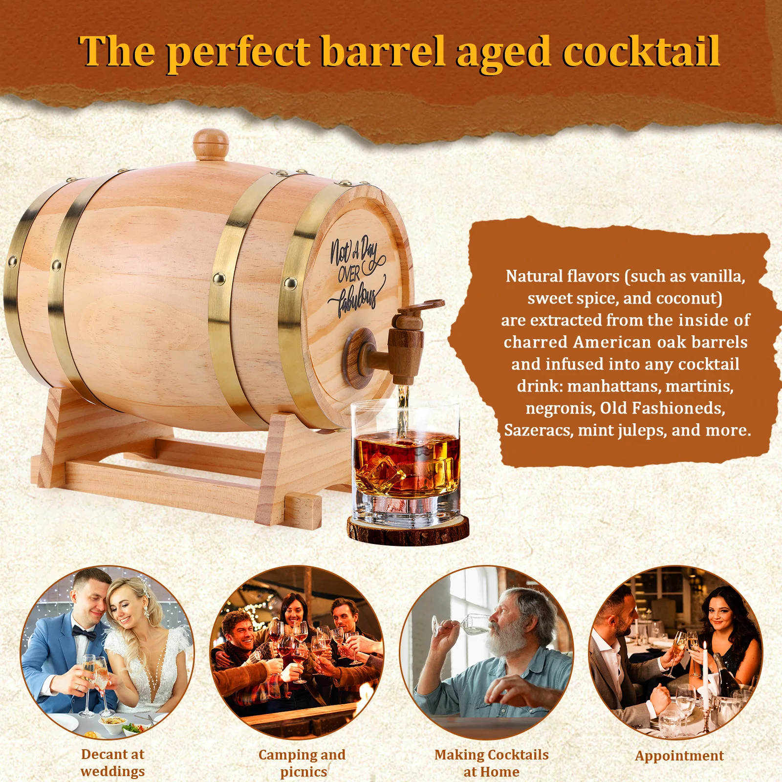 3L Wooden Whiskey Barrel with  - Wine Beer Whiskey review and price