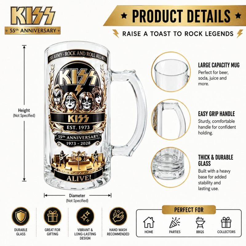 55th Anniversary KISS Rock Ban - Beer Mug Handled review and price