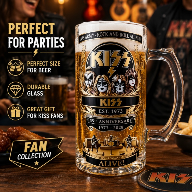 55th Anniversary KISS Rock Ban - Beer Mug Handled review and price