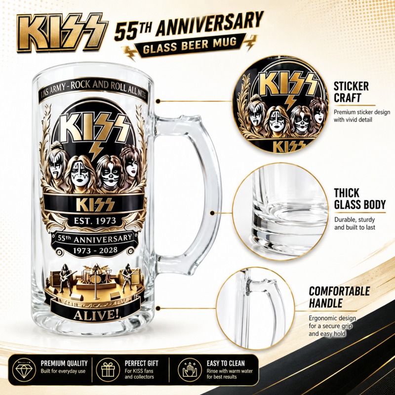 55th Anniversary KISS Rock Ban - Beer Mug Handled review and price