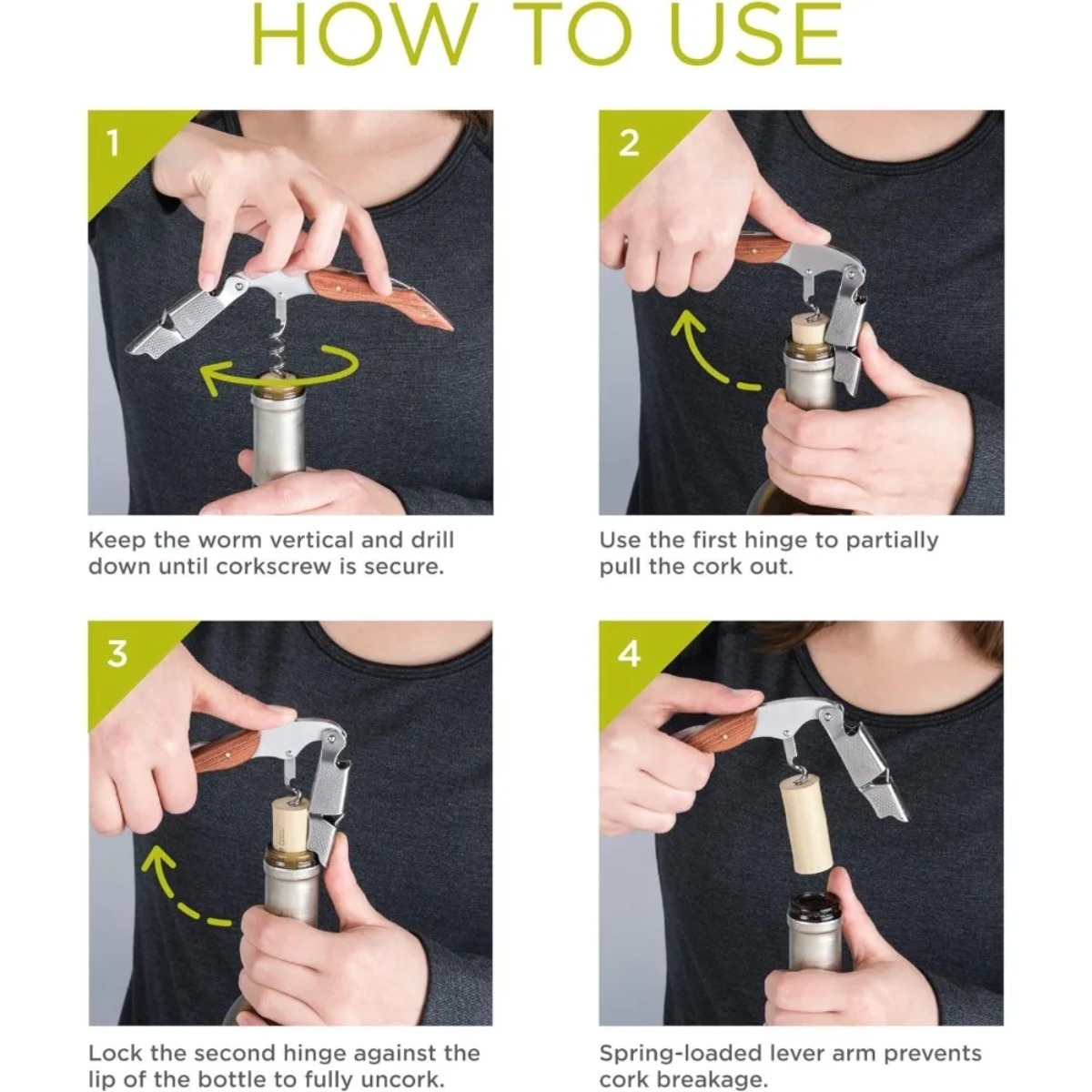 Durable Stainless Steel & Wood - Cork Screw Lever review and price