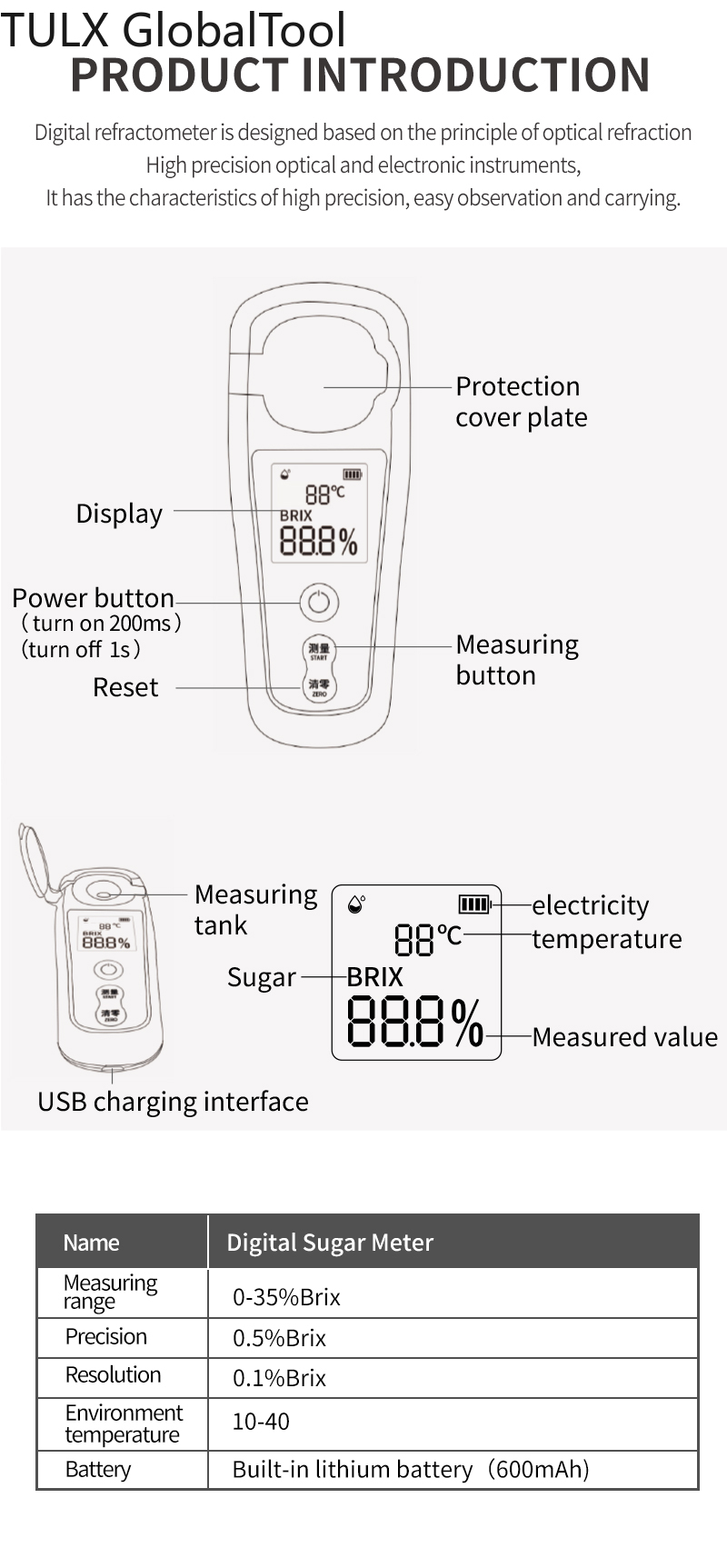 TULX BM-04S Digital Brix Refra - Wine Beer Combination review and price