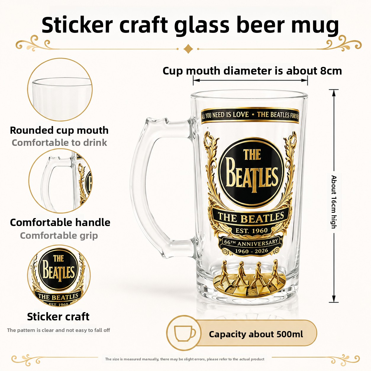 The Beatles 66th Anniversary G - Beer Mug Handled review and price