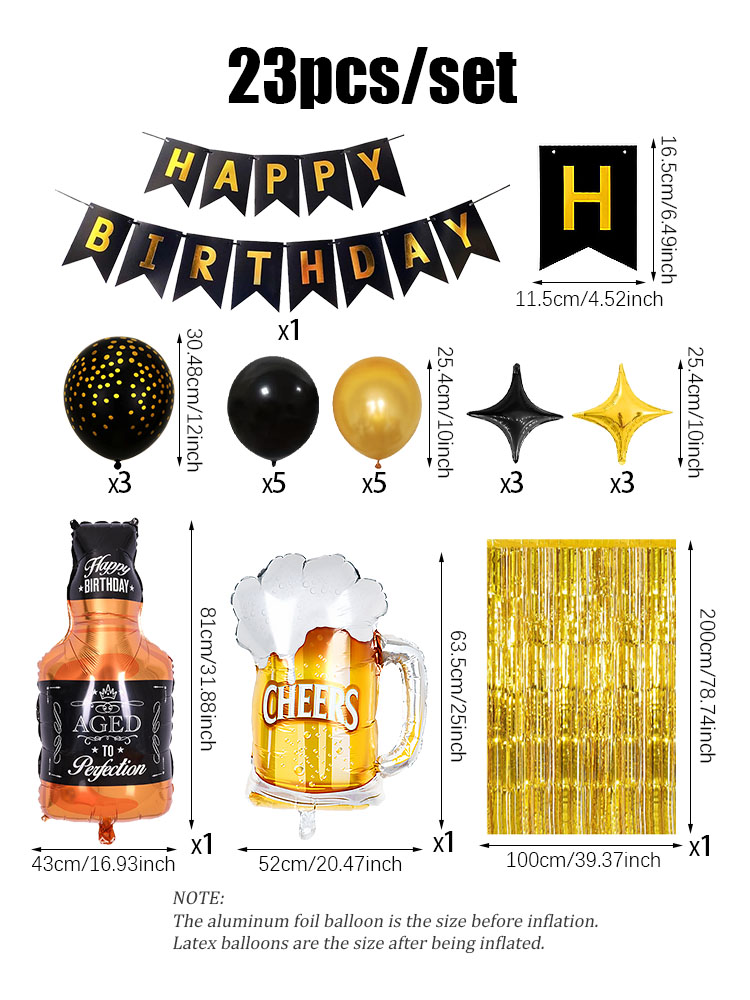23pcs/set Happy Birthday Black - Wine Beer Whiskey Year review and price