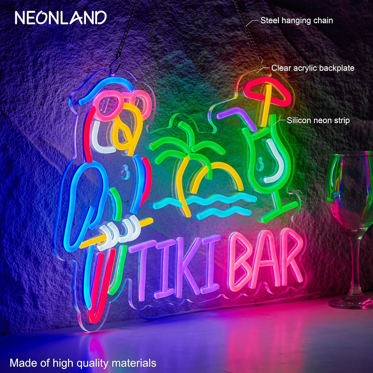 Tiki Bar Parrot Palm Tree Neon - Beer & Wine Downtown review and price