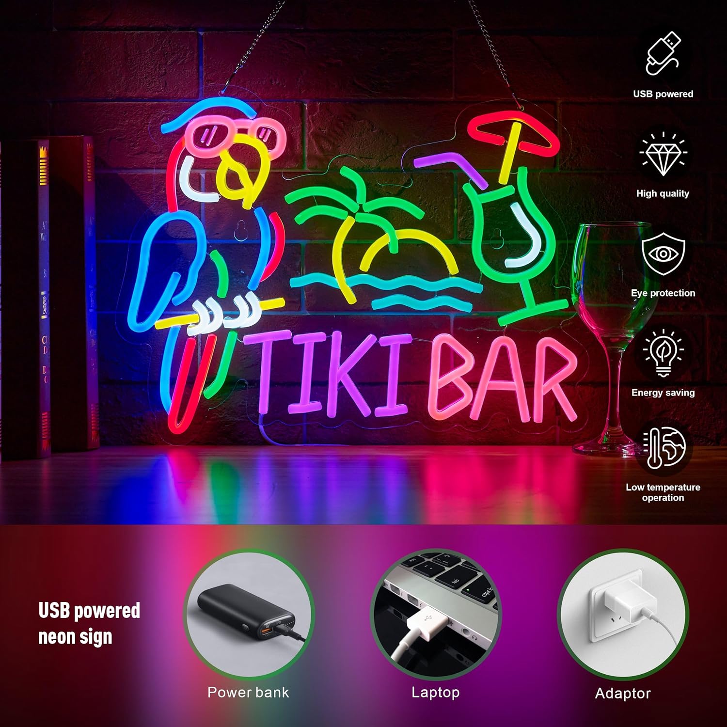 Tiki Bar Parrot Palm Tree Neon - Beer & Wine Downtown review and price
